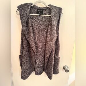 Ashley By 26 International Charcoal Vest Hoodie Cardigan large